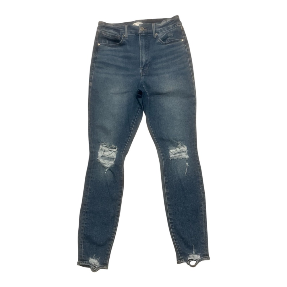 GOOD AMERICAN High Rise Distressed Skinny‎ Jeans Blue Wash Size 10 30